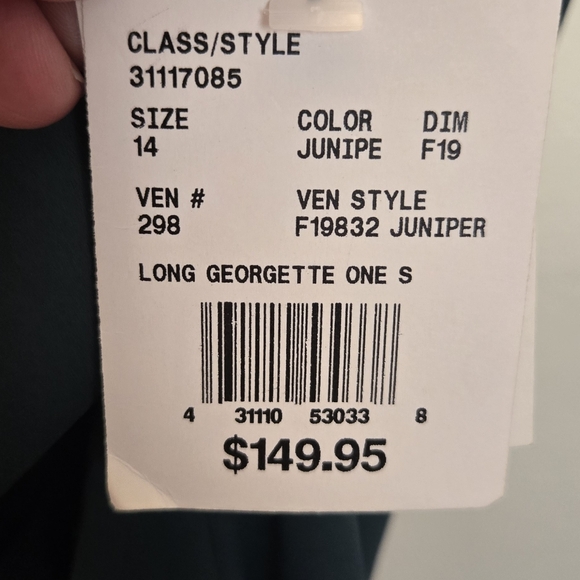 NWT Davids Bridal Georgette Cascade Dress F19832 Size 14 Juniper Green - Picture 7 of 11